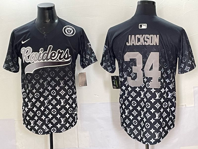 Men 2025 Oakland Raiders 34 Jackson black Nike Limited NFL Jersey style 038